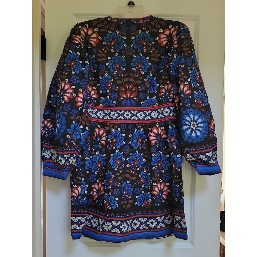FARM Rio Black Latina Scarf Puff Sleeve Mini Dress - Picture 6 of 11